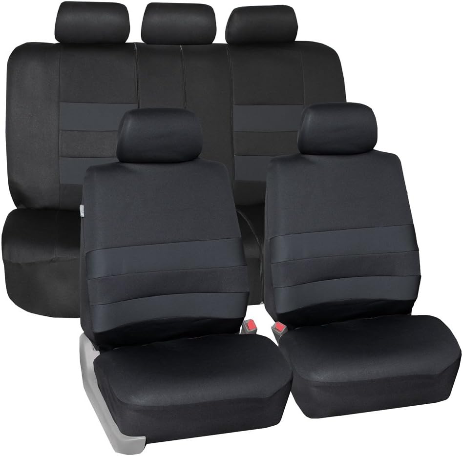 FH Group FB087BLACK115 Universal Fit Premium Neoprene Ultraflex™ Cushion Black Automotive Seat Covers fits Most Cars, SUVs, and Trucks (Water Resistant, Airbag and Split Bench Compatible)
