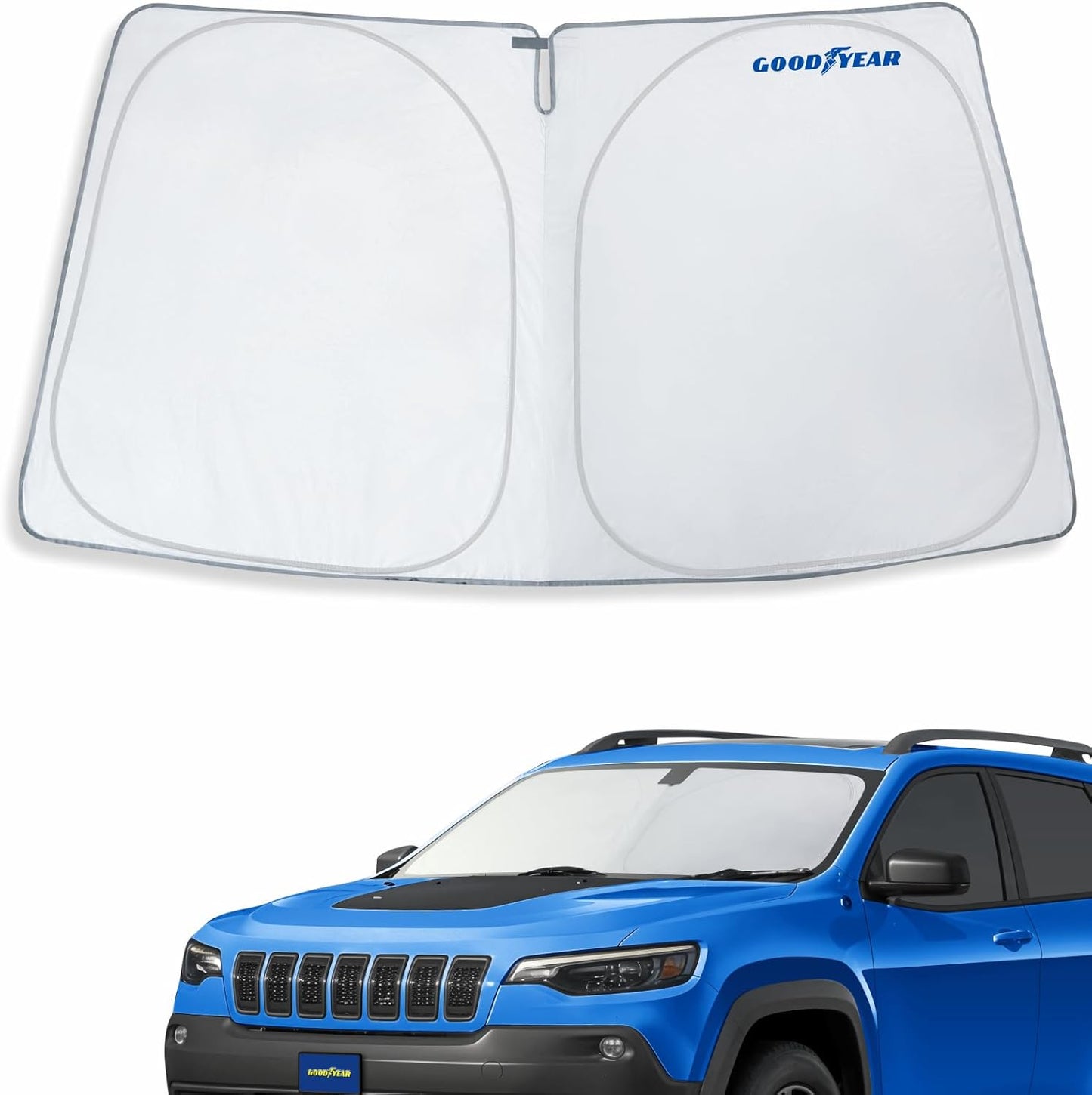 Goodyear Foldable Windshield Sunshade for Chevrolet (Chevy) Tahoe 2021-2025, SUV car Accessories, Sunshade Cover, Sun Shade Car Windshield, Window Sun Blocker - GY008221