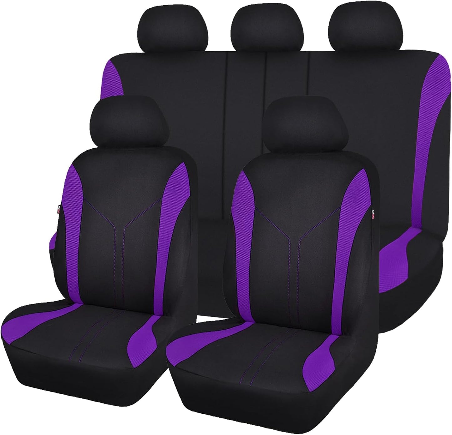 Flying Banner Car Seat Covers Front Seats and Rear Bench Air Mesh Fabric Rear Bench Split Polyester Easy Installation SUV CAR Woman Lady Femal (Black Mint Green, Full Set)