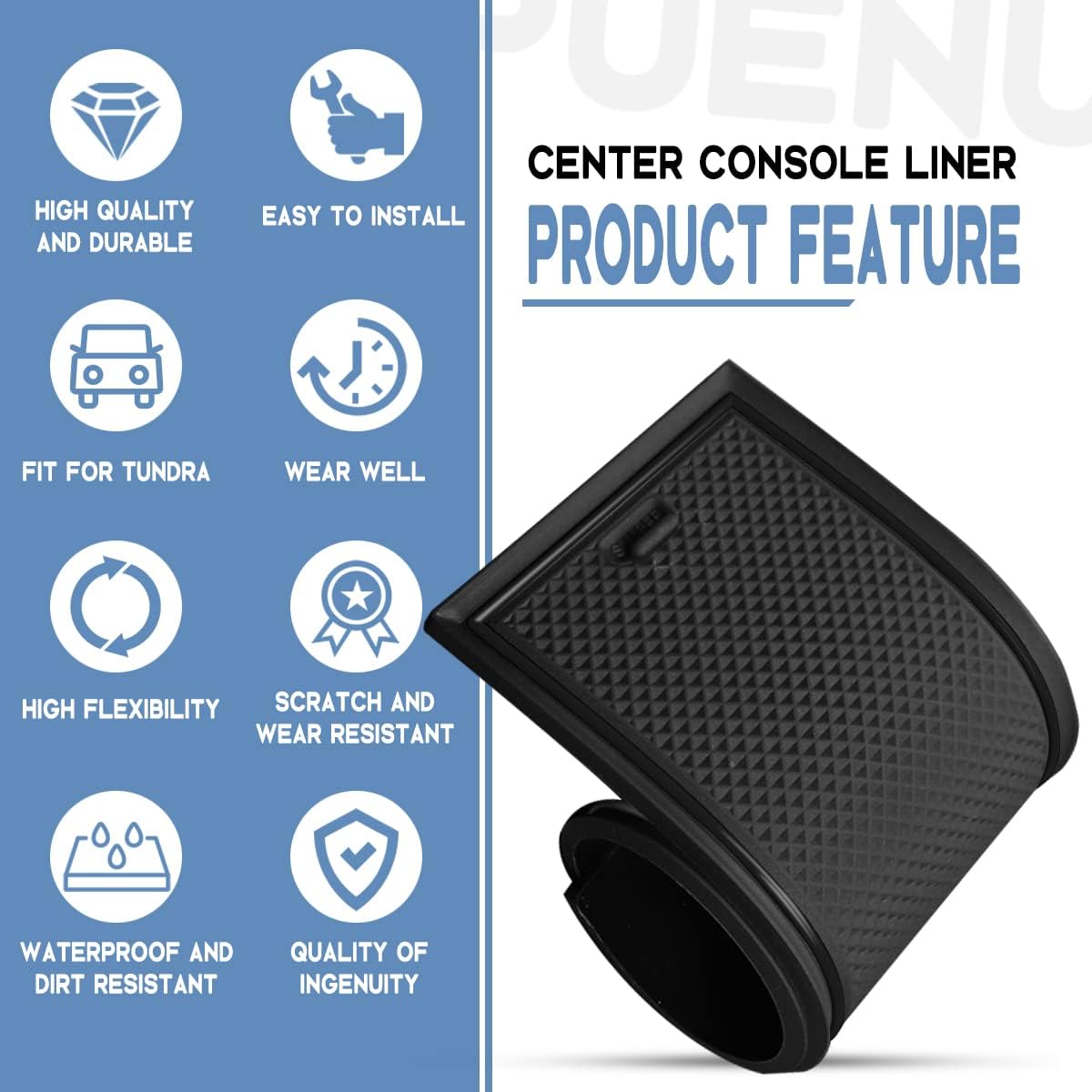 Center Console Liner Compatible for 2022 2023 Toyota Tundra Accessories Cup Holder Inserts, Door Pocket Mats, Rubber Coasters, Custom Interior Anti-Slip Dust Pads (Black)