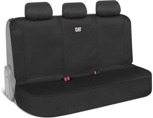 Cat Flexfit Black Rear Seat Cover for Car - Durable Canvas Material Back Car Seat Covers 60/40 Split Bench Protector – Back Seats Cover for Truck & SUV Rear Bench Protector Interior Car Accessories