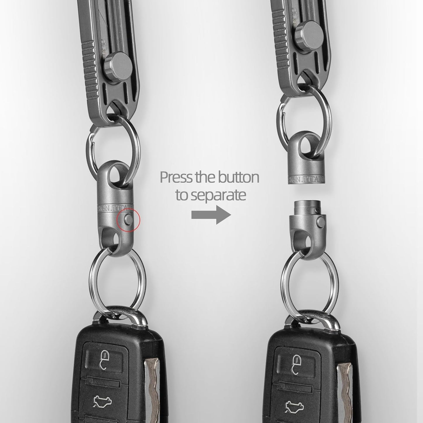 FEGVE Titanium Magnetic Key Holder, Quick Release Keychain, Detachable Magnetic Keychain, Safely Lock System-360 ° Rotatable