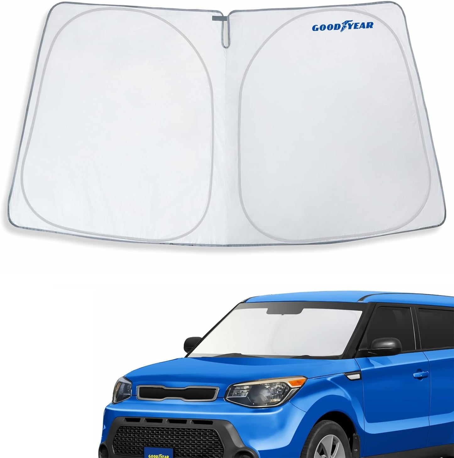 Goodyear Foldable Windshield Sunshade for Chevrolet (Chevy) Tahoe 2021-2025, SUV car Accessories, Sunshade Cover, Sun Shade Car Windshield, Window Sun Blocker - GY008221
