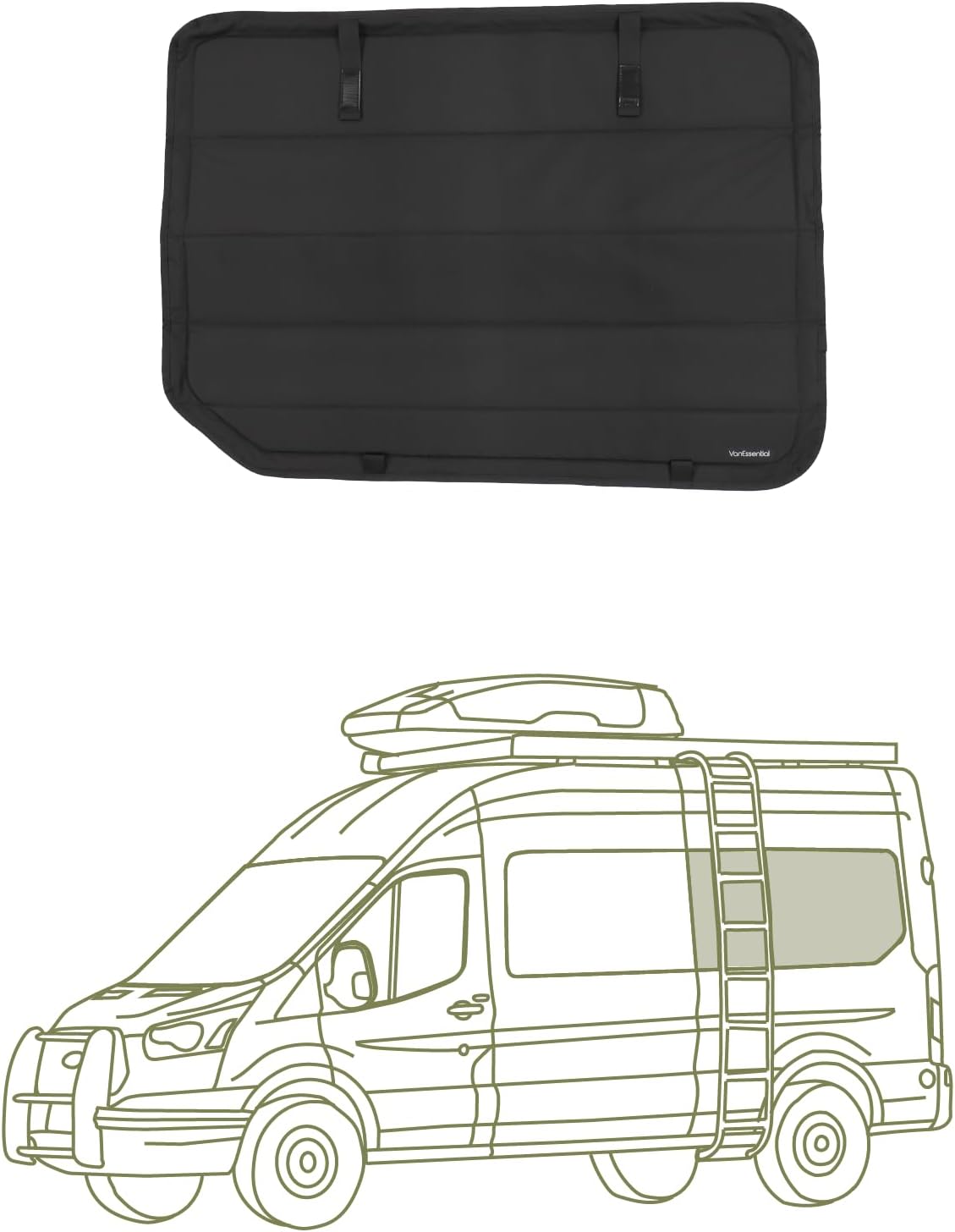 VanEssential Insulated Blackout Crew Window Cover Designed for Ford Transit Van Year 2015 to Current with NO Plastic Trim - Cool Gray