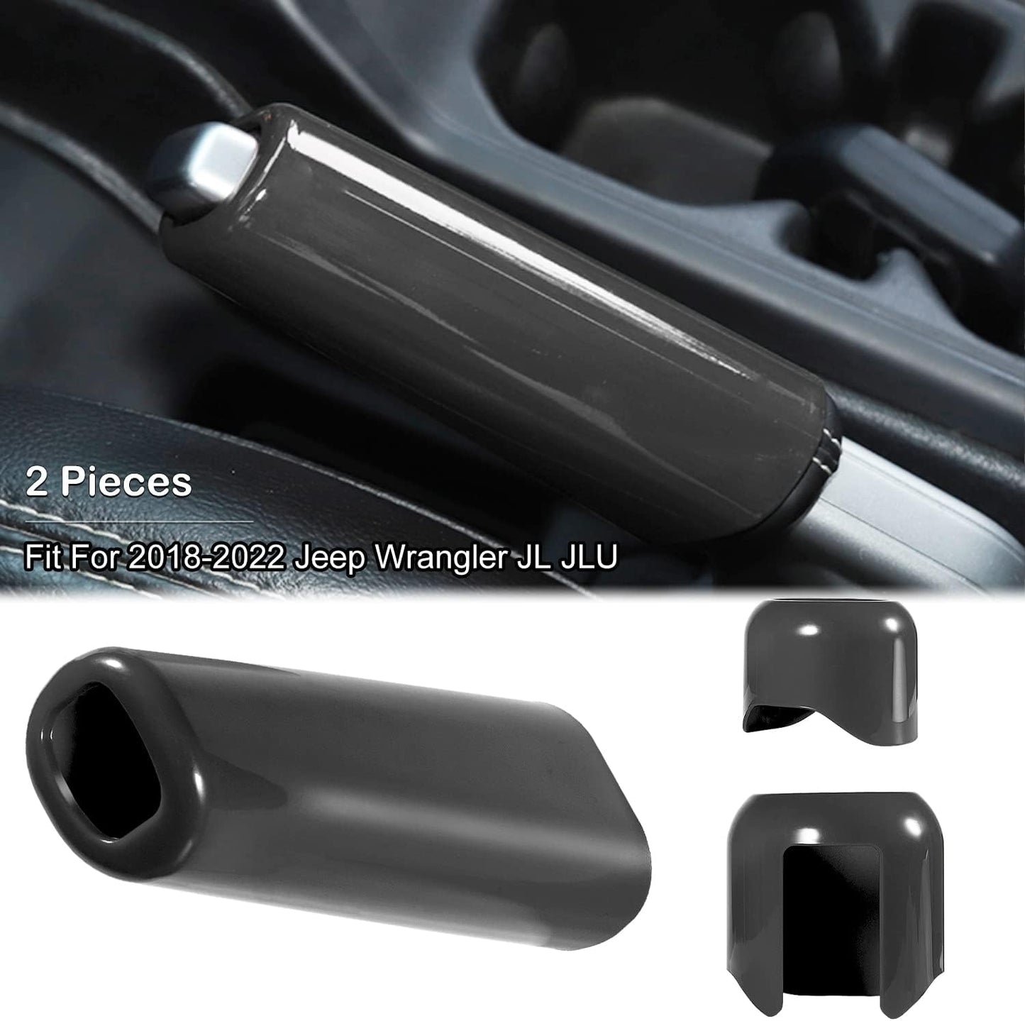 Center Handbrake Brake Cover & Gear Shift Knob Cover & Drive Mode Shift Knob Cover Trim Interior Accessories Fit for 2018-2022 Jeep Wrangler JL JLU, for Jeep Gladiator JT 2020-2021 (Grey)