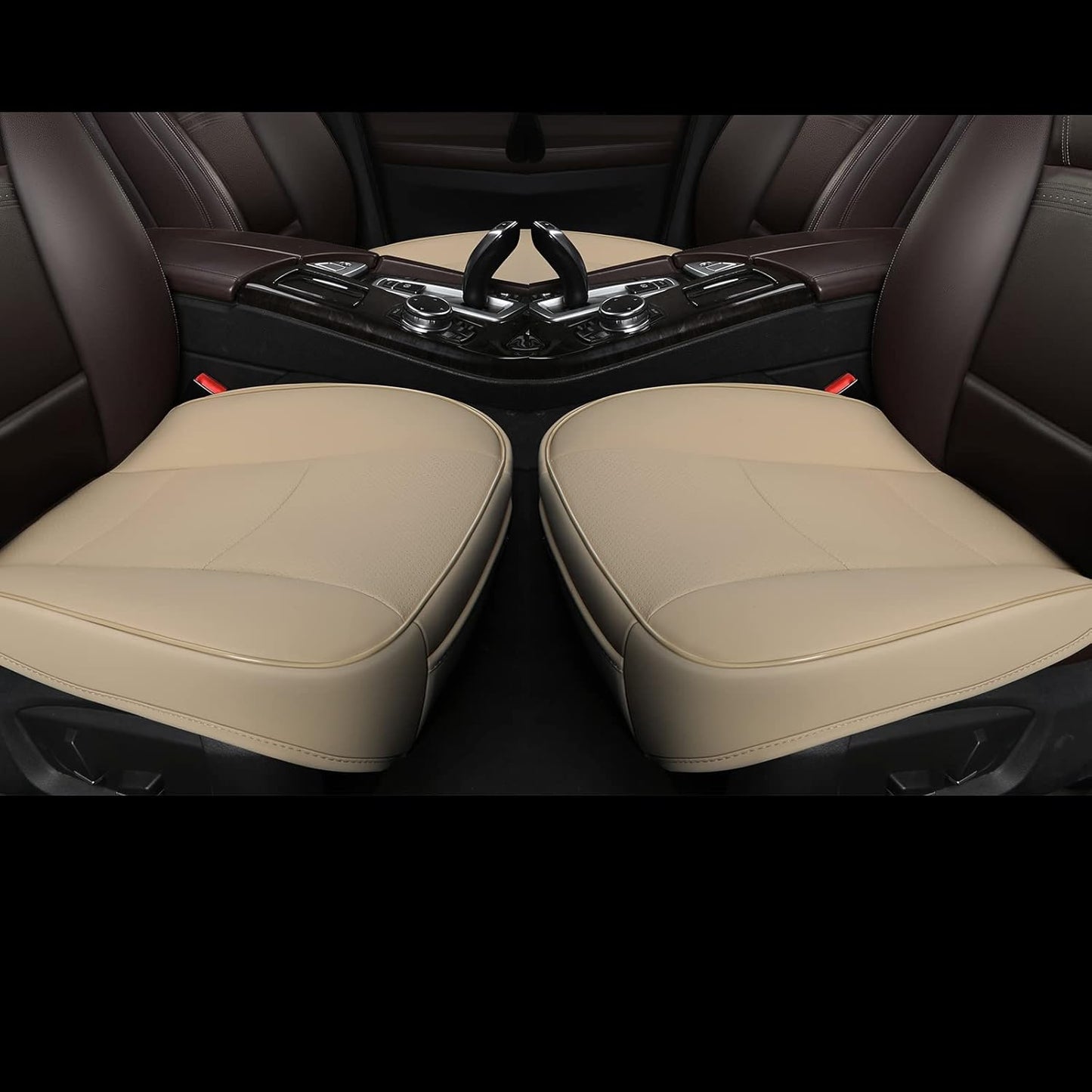 DINKANUR Breathable PU Leather Auto Universal Car Seat Covers Car Interior Driver and Passenger Seat Cover Car Seat Cushions for Cars (2 PCS) (Black-B)
