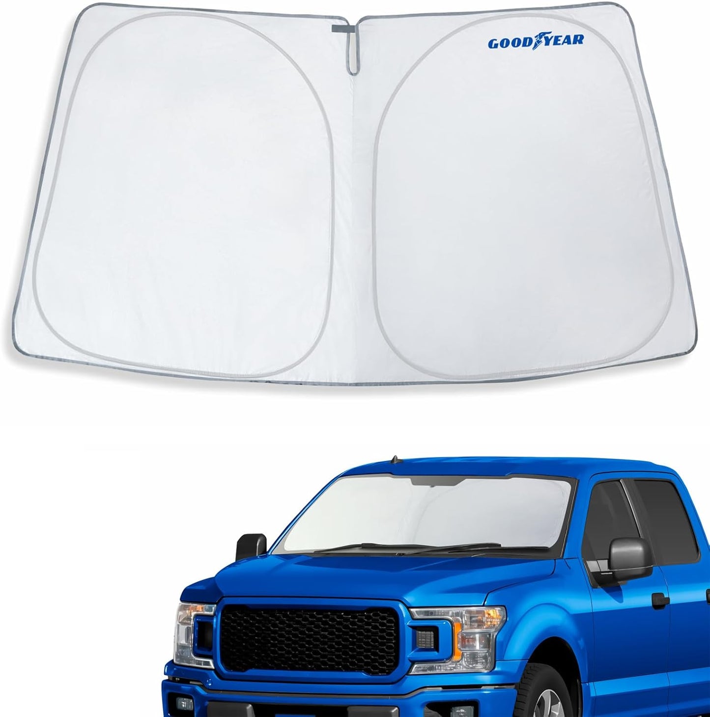 Goodyear Foldable Windshield Sunshade for Chevrolet (Chevy) Tahoe 2021-2025, SUV car Accessories, Sunshade Cover, Sun Shade Car Windshield, Window Sun Blocker - GY008221