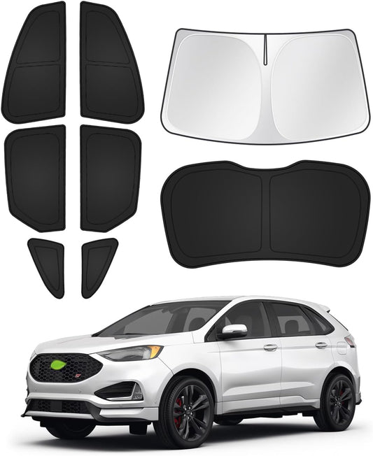 Canvcle Sunshades for Ford Edge 2015-2024 Accessories Windshield Sun Shade Side Rear Window Shade Cover Sun Visor Shield Privacy Protection Keep Vehicle Cool Black 8PCS