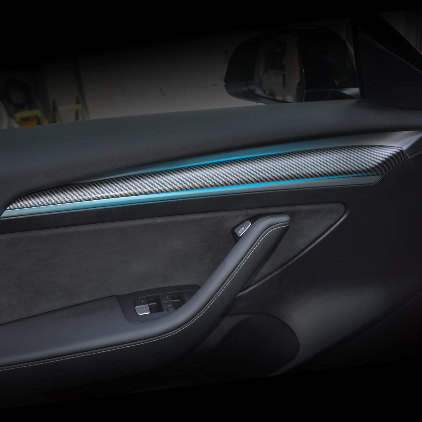 KKTR-CAR Dashboard Cover Wrap and Front Door Inner Armrest Panel Cover Trim Compatible with Tesla Model 3 2021-2023 Model y 2020-2025,NOT for Performance (Matte Carbon Fiber Pattern, 4pcs)