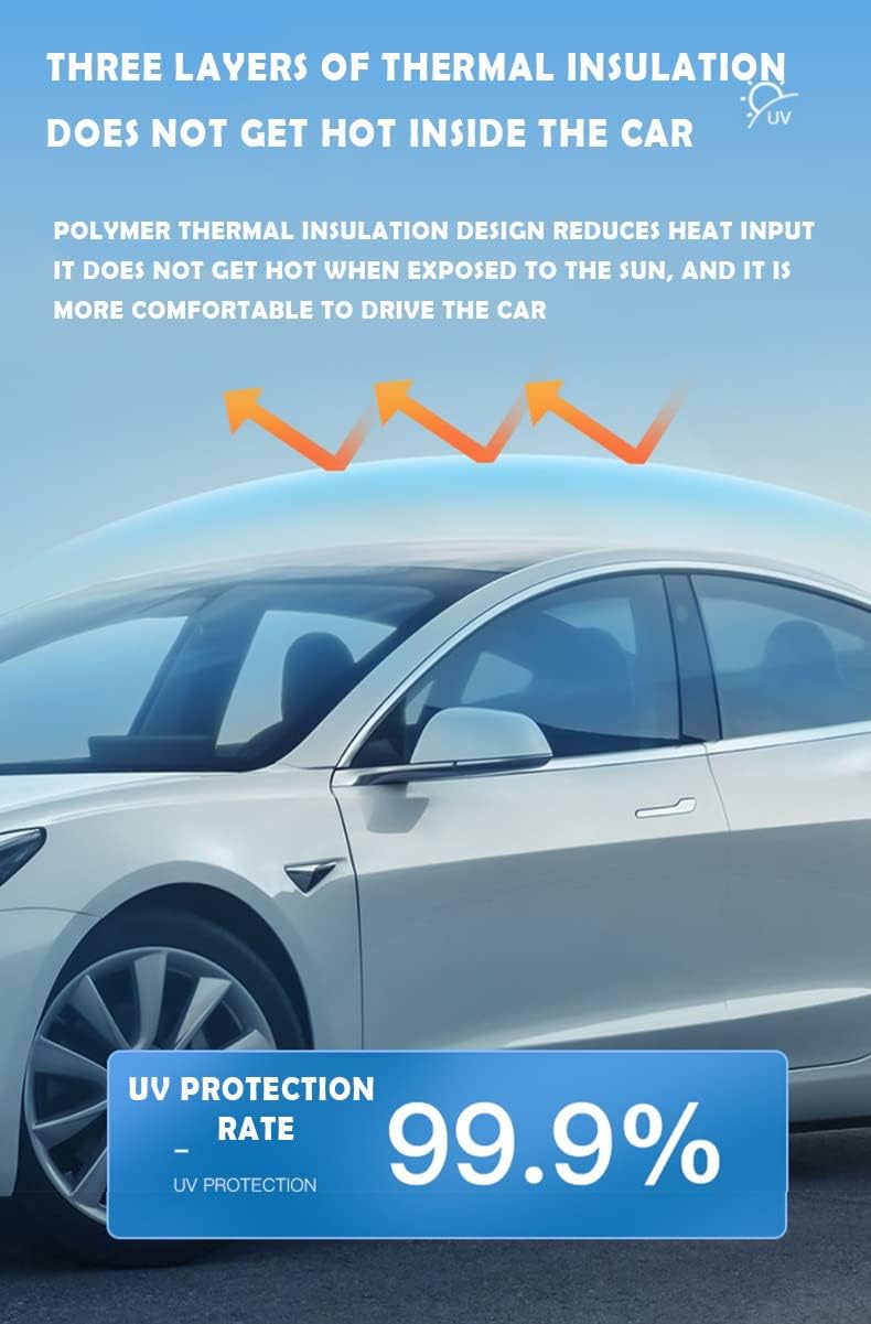 KUNIO Car Roof Sun Shade for Tesla Model 3 Foldable Sun Protection UV Quick Install Reflective Car Window Sun Shade Starry Sky