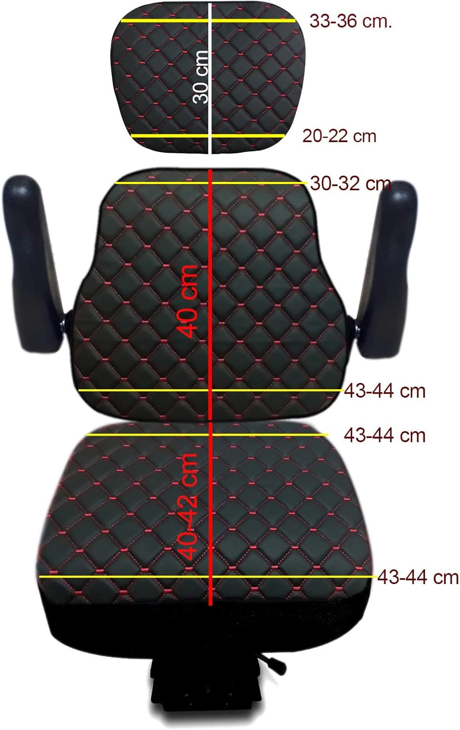 Binbir Trend Heavy Duty Universal Tractor Seat Cover for Cabinet Tractors with Headrest, Forklift Seat Cover - Kapitone Black C3T-101…