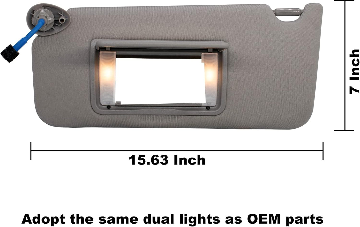 NHILES Left Driver Side Sun Visor Compatible with Honda Accord 2008 2009 2010 2011 2012 2013 2014 2015 2016 2017 with Light Replaces # 83280-TA5-A51ZA (Grey)