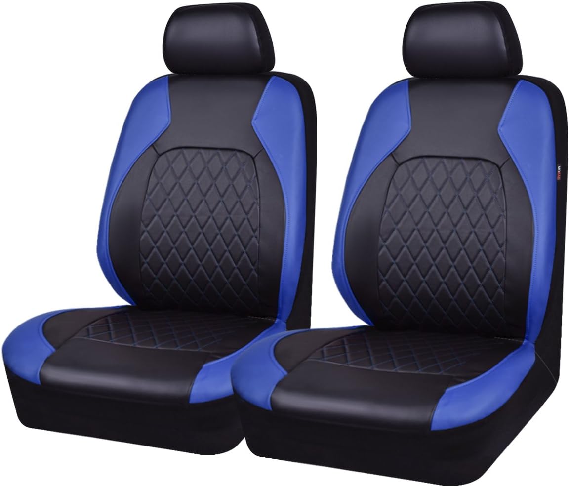 Horse Kingdom Universal Deluxe Pu Luxury Vinyl Car Seat Covers Full Set, Airbag Compatible, Breathable, Fit for Cars, Trucks, SUVs(Black with Red)