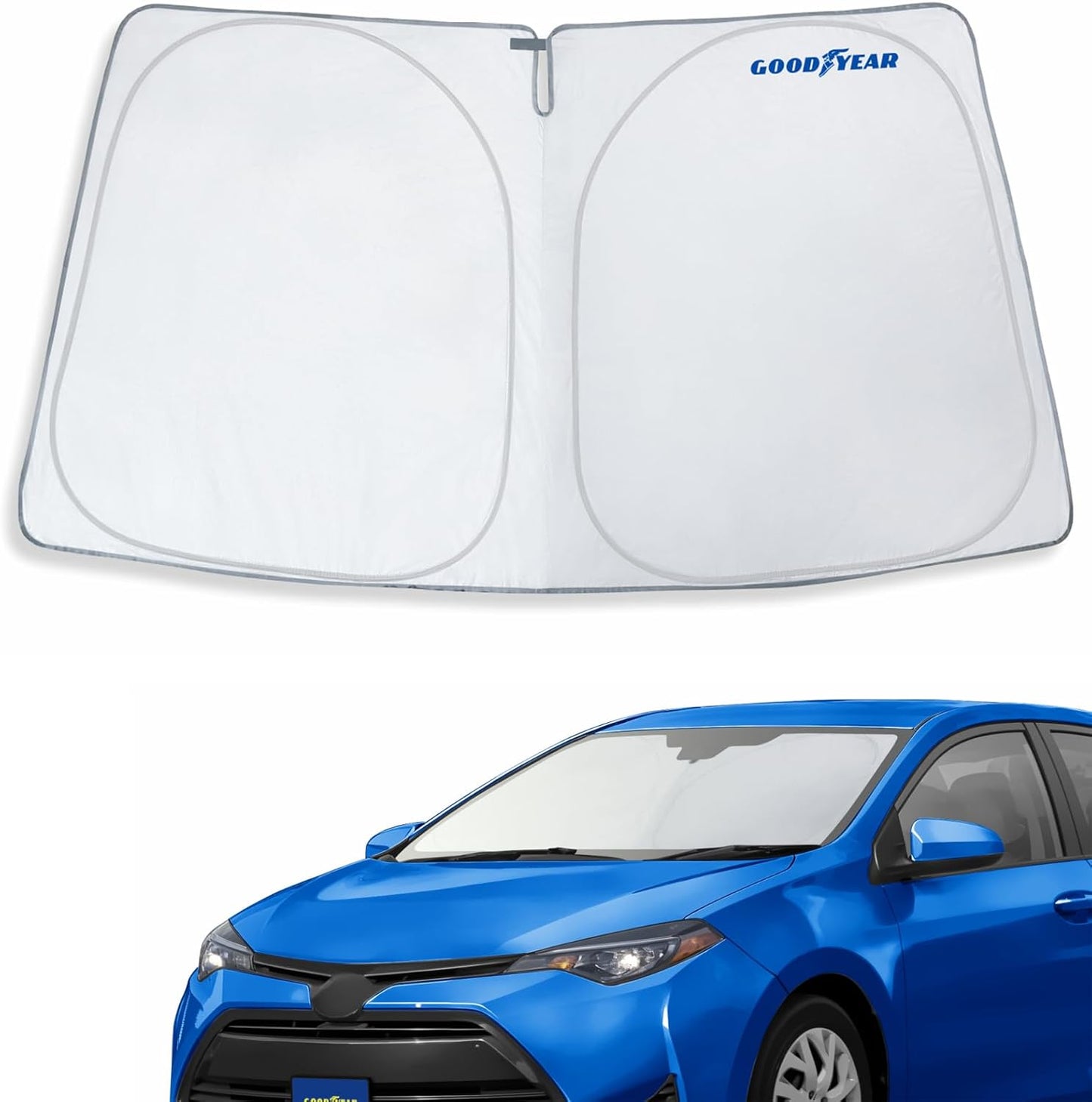 Goodyear Foldable Windshield Sunshade for Chevrolet (Chevy) Tahoe 2021-2025, SUV car Accessories, Sunshade Cover, Sun Shade Car Windshield, Window Sun Blocker - GY008221