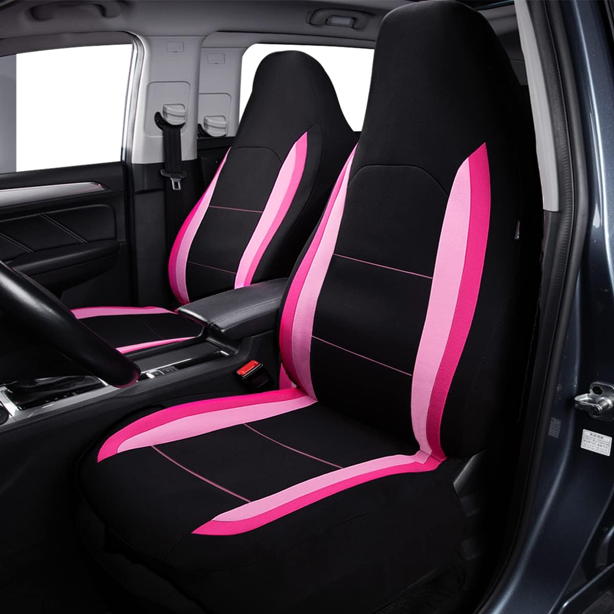 Flying Banner Car Seat Covers Front Seats Rear Bench Polyester Car Seat Protectors Easy Installation Split Rear Bench Classic Man Lady Truck (Comp Set, Pink Black and Light Pink.
