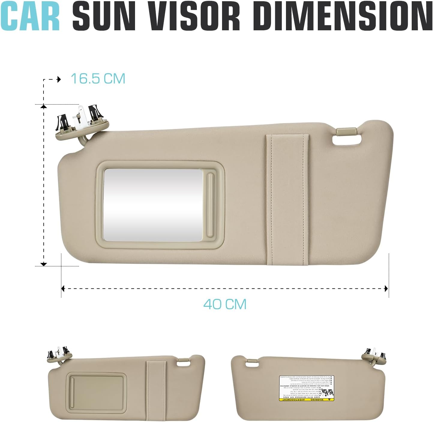 Left Driver & Right Passenger Side Sun Visor SunVisor with Light for Toyota Camry 2007 2008 2009 2010 2011 with Sunroof 74320-06800-B0 74310-06770-B0 (Beige)