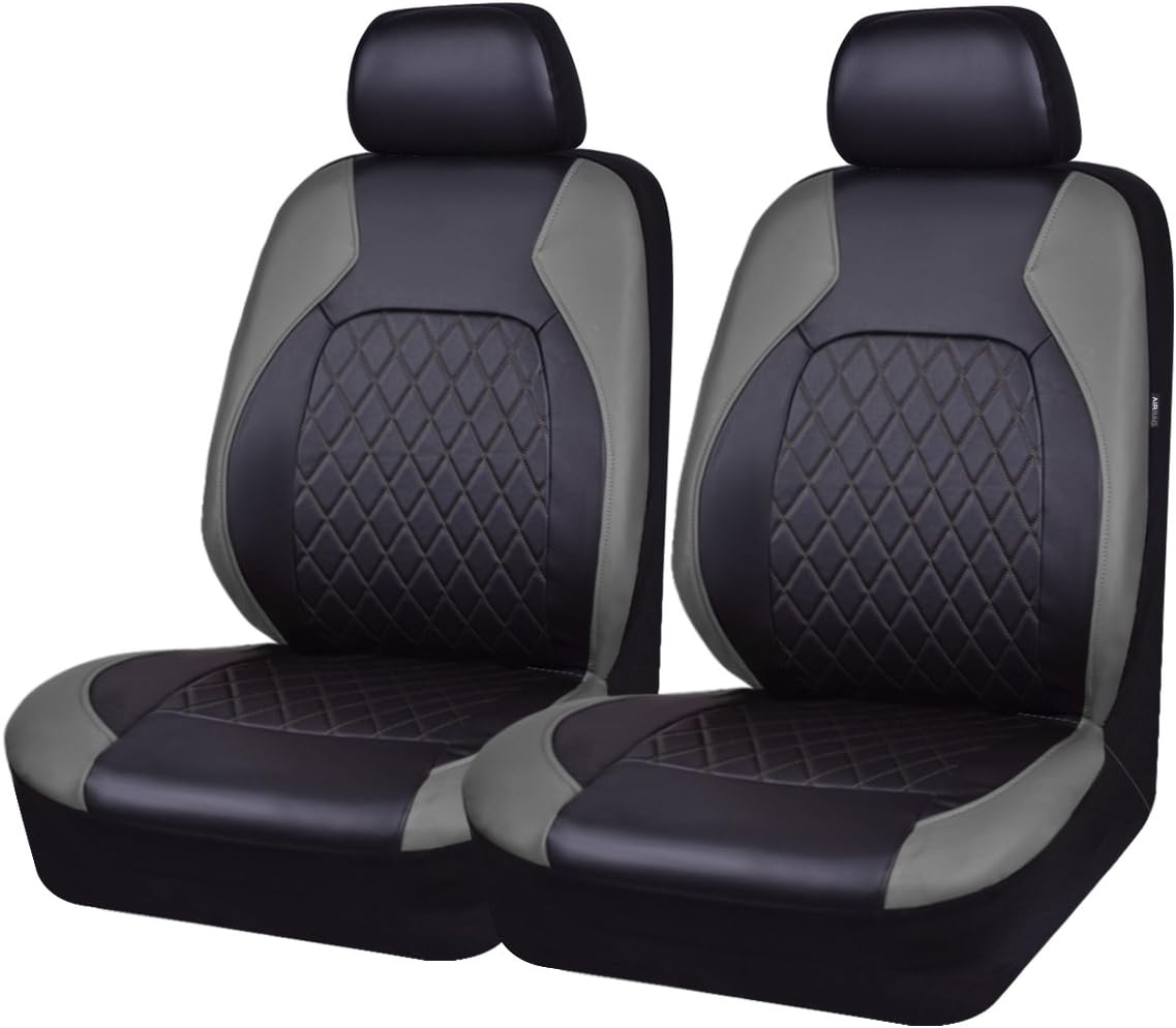 Horse Kingdom Universal Deluxe Pu Luxury Vinyl Car Seat Covers Full Set, Airbag Compatible, Breathable, Fit for Cars, Trucks, SUVs(Black with Red)