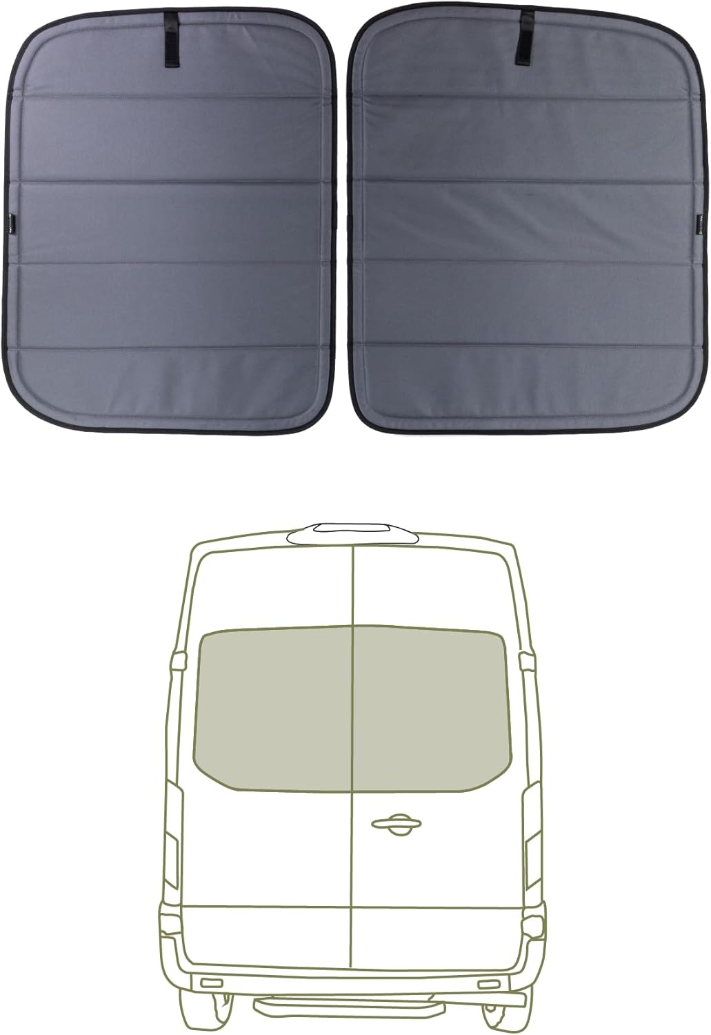 VanEssential Insulated Blackout Crew Window Cover Designed for Ford Transit Van Year 2015 to Current with NO Plastic Trim - Cool Gray