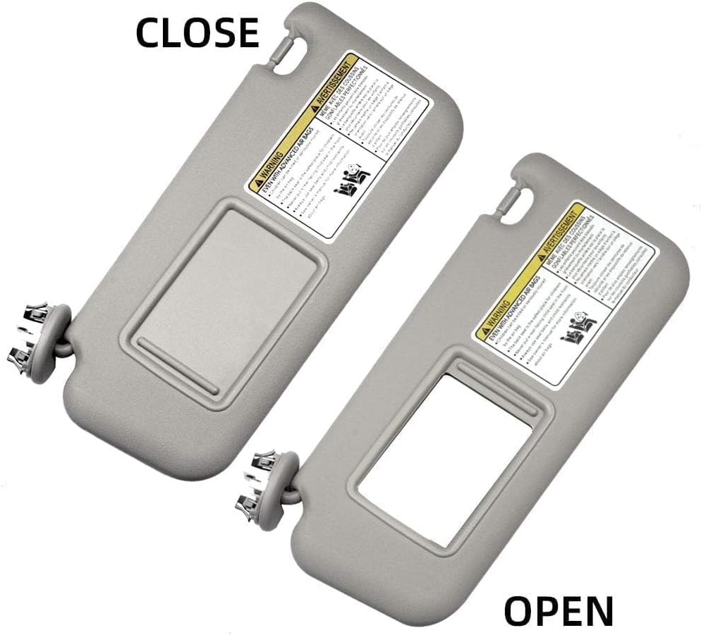 Dasbecan Left Driver & Right Passenger Side Sun Visor with Vanity Light Compatible with RAV4 2006-2013 Replaces# 74320-42501-B2 74320-42500-B0 (Gray)