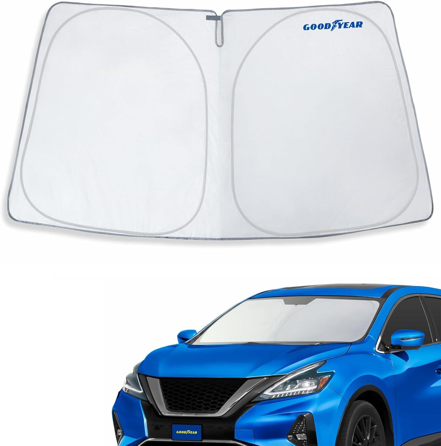 Goodyear Foldable Windshield Sunshade for Chevrolet (Chevy) Tahoe 2021-2025, SUV car Accessories, Sunshade Cover, Sun Shade Car Windshield, Window Sun Blocker - GY008221