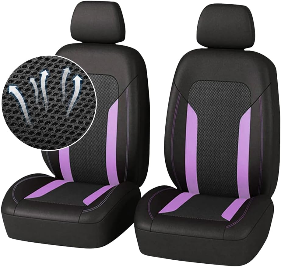 4PCS Cooling Car Seat Covers,Breathable Front Seat Covers with Mesh Construction and Foam Padding,Car Seat Protector to Reduce Back Sweating,Universal Car Interior for Car SUV (Gray)