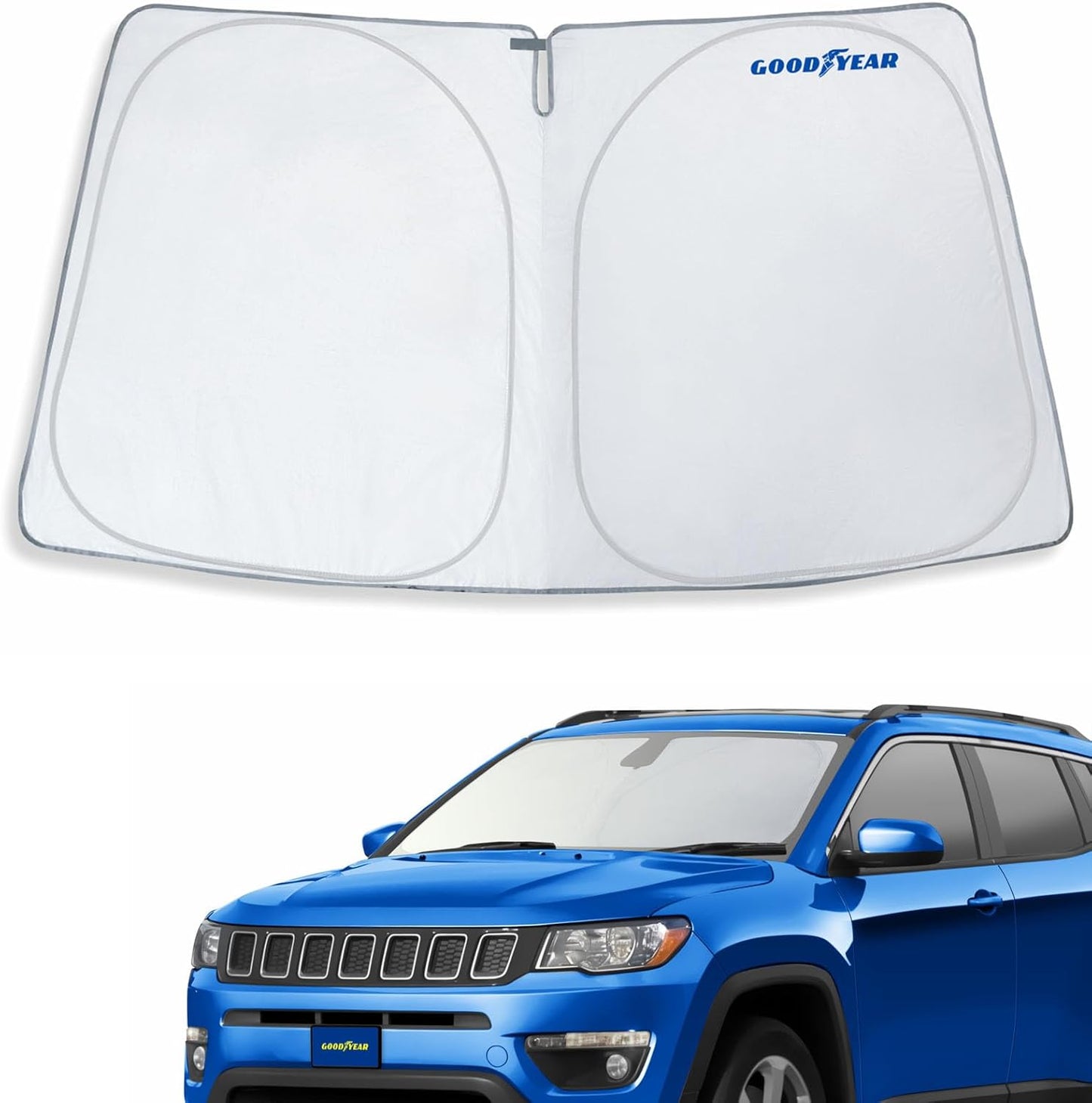Goodyear Foldable Windshield Sunshade for Chevrolet (Chevy) Tahoe 2021-2025, SUV car Accessories, Sunshade Cover, Sun Shade Car Windshield, Window Sun Blocker - GY008221