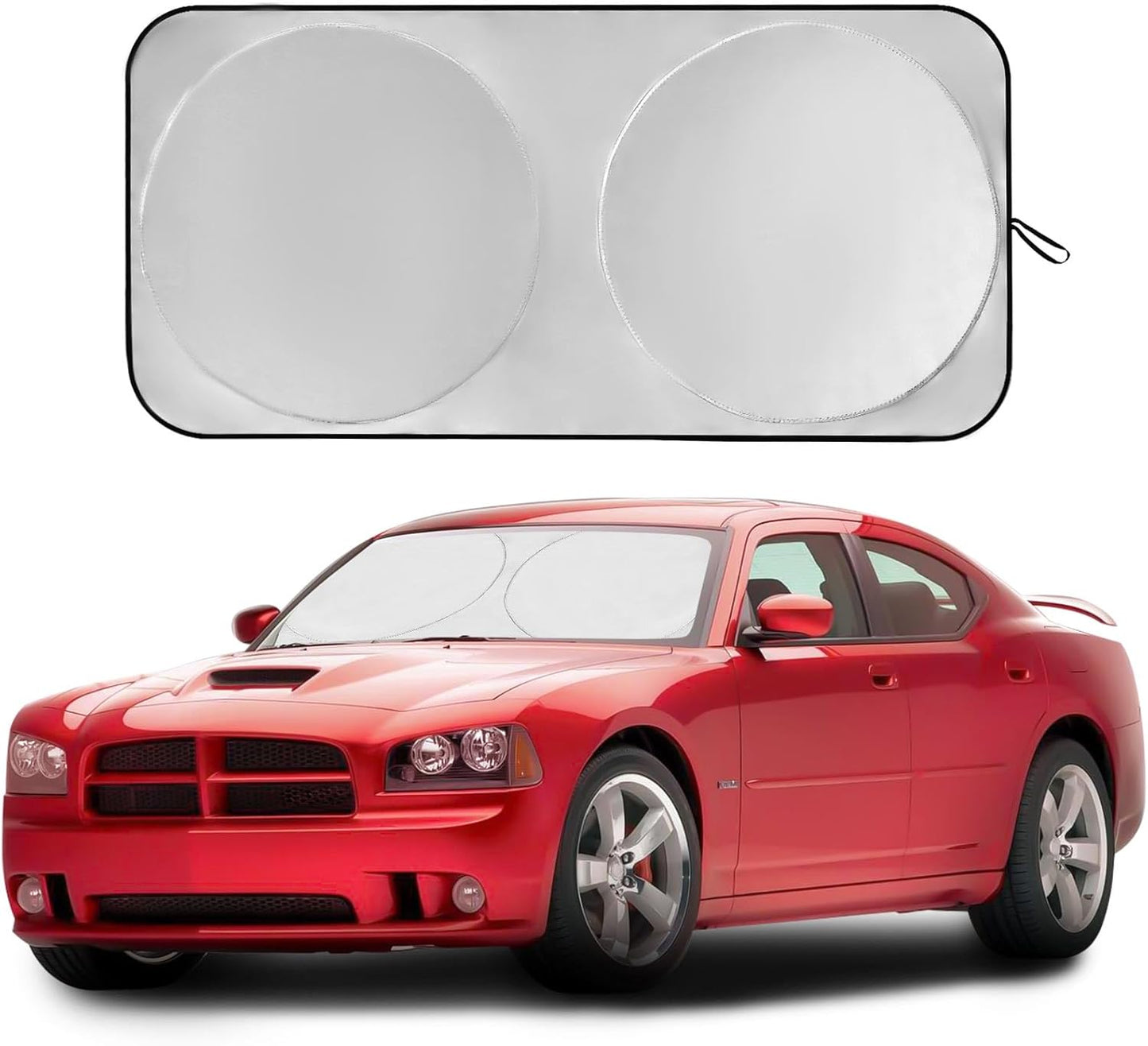Vepagoo 2-Piece Car Windshield Sun Shade Cover, Auto Sun Shield Heat Protector for Front Window with Storage Bag, Car Sunscreen UV Reflector Protect Dashboard 28x31 inches