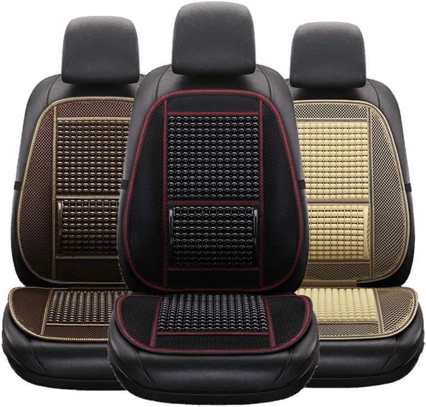 Vosarea Wood Beaded seat Cover car Driver seat Cushion Comfortable auto Full seat Cover Summer Lumbar Cushion (Black)