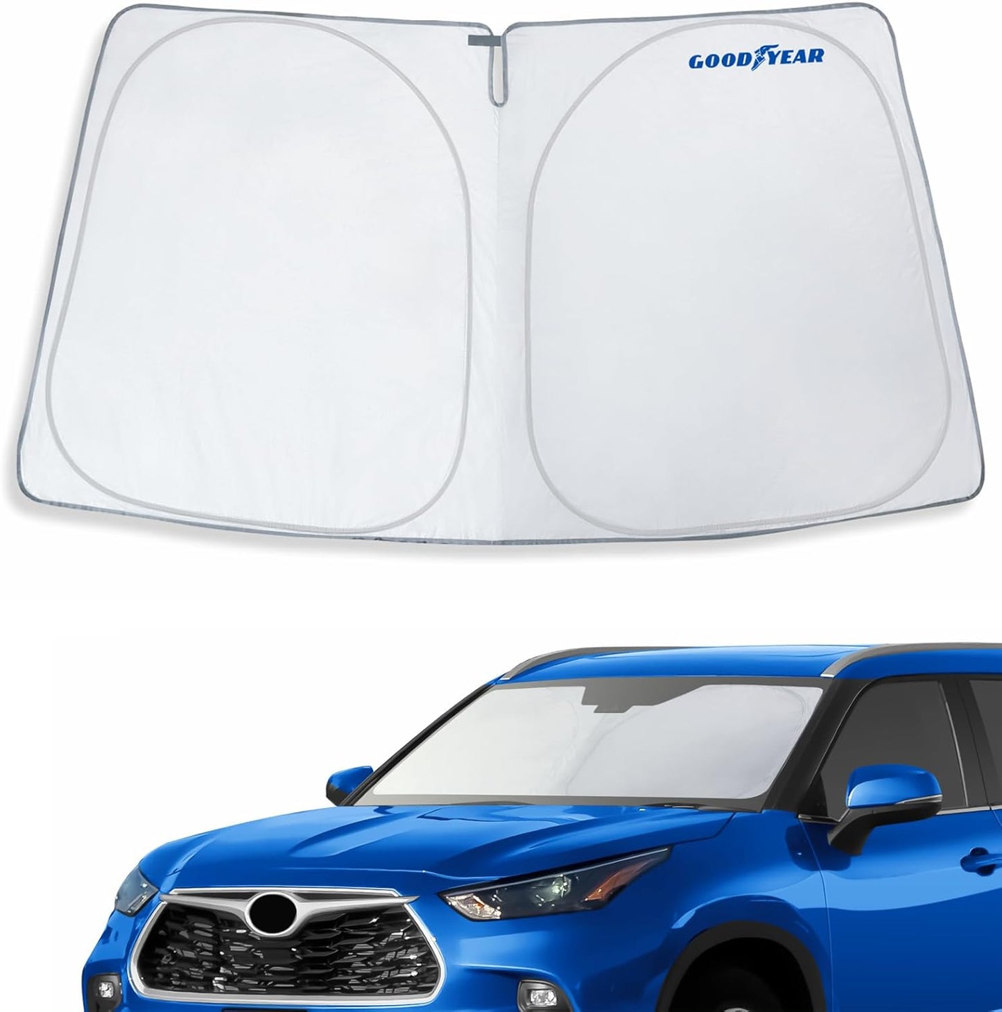 Goodyear Foldable Windshield Sunshade for Chevrolet (Chevy) Tahoe 2021-2025, SUV car Accessories, Sunshade Cover, Sun Shade Car Windshield, Window Sun Blocker - GY008221