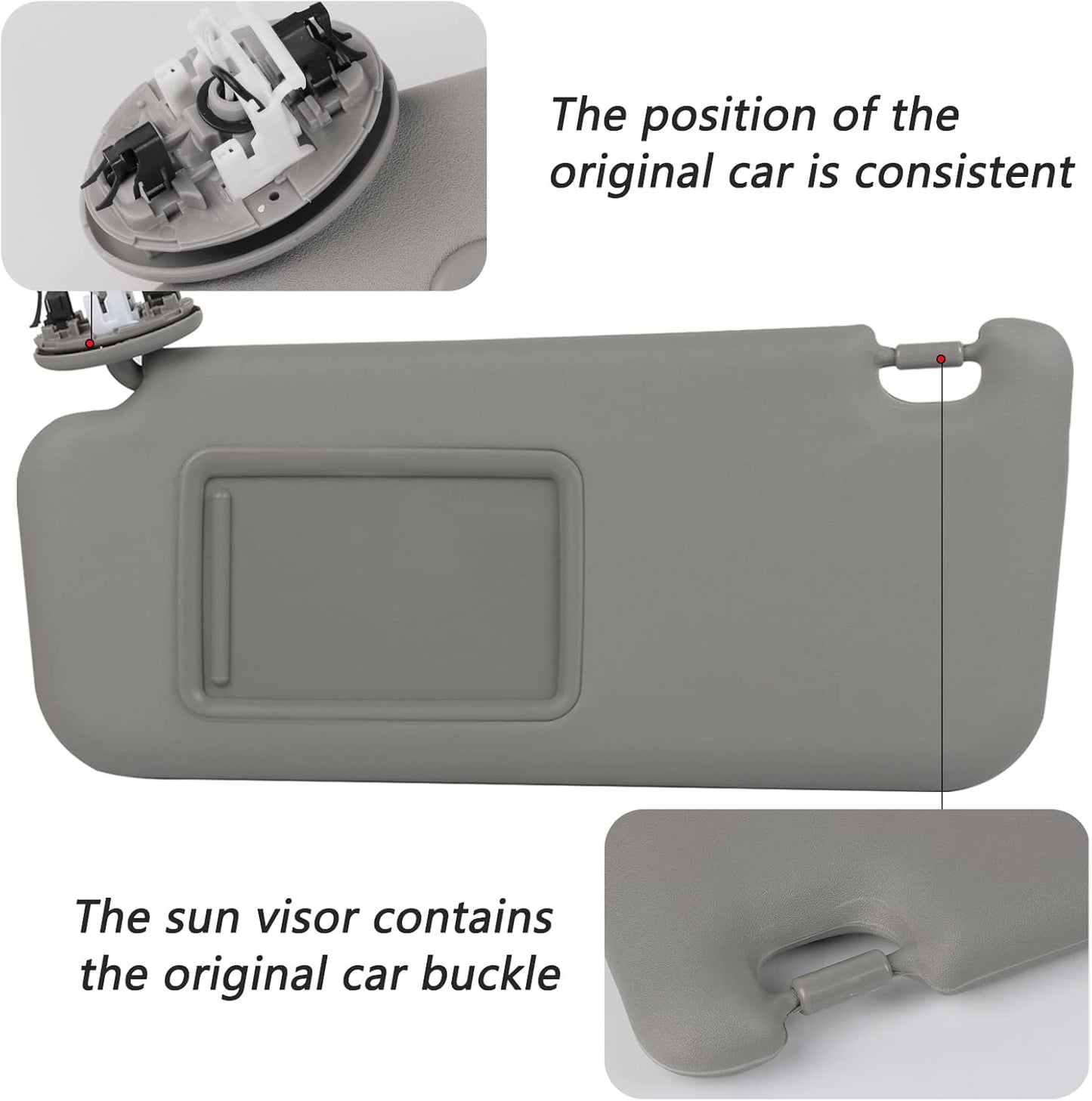 KOAUTO Front Left Driver Sun Visor Gray Compatible with Toyota RAV4 2006 2007 2008 2009 2010 2011 2012 2013