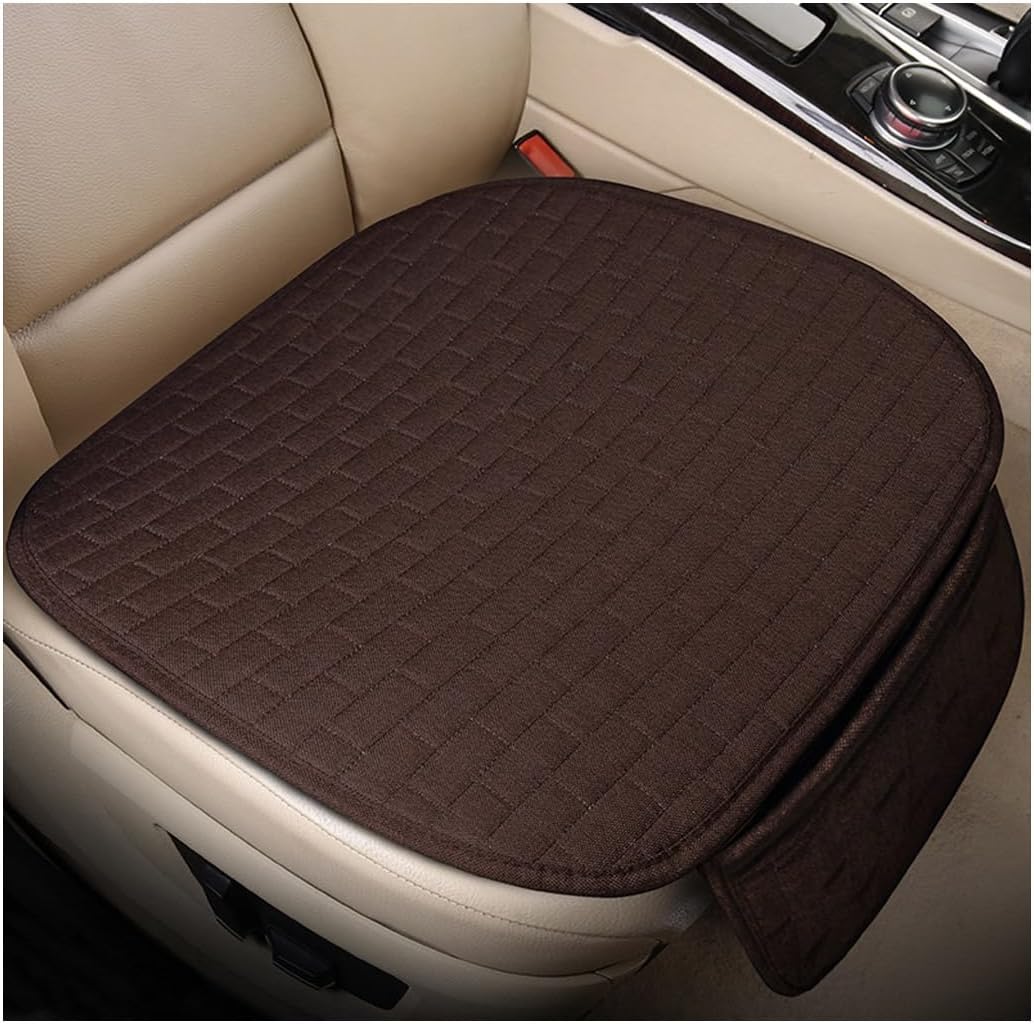 KVAEY Linen Back Car Seat Cover, Anti-Slip Long Bottom Rear Seat Cover Protector with Storage Pockets, Breathable Linen Rear Bench Seat Protector Cushion Pad for Most Vehicles (Beige)