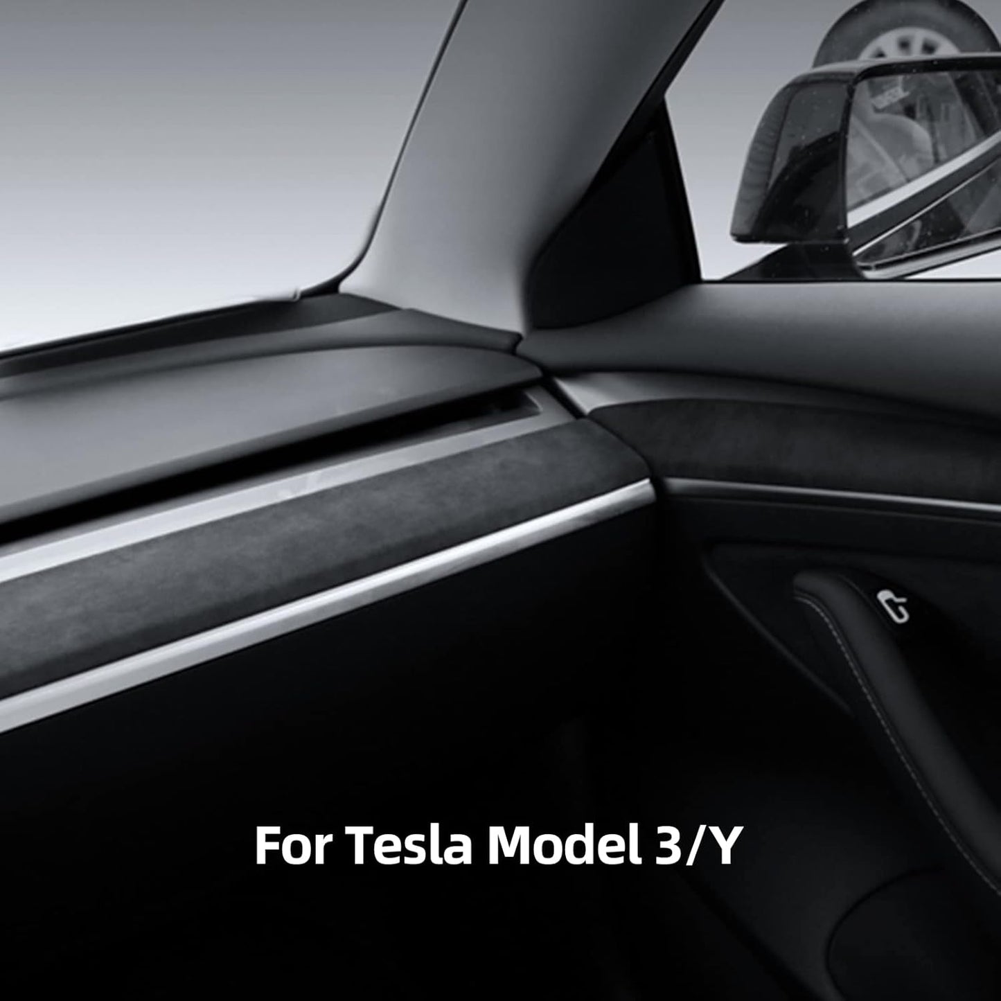 Alfanxi Dashboard Cover Wrap & Inner Front Door Trim Panel Armrest Alcantara Material Compatible With Tesla Model 3/Model Y