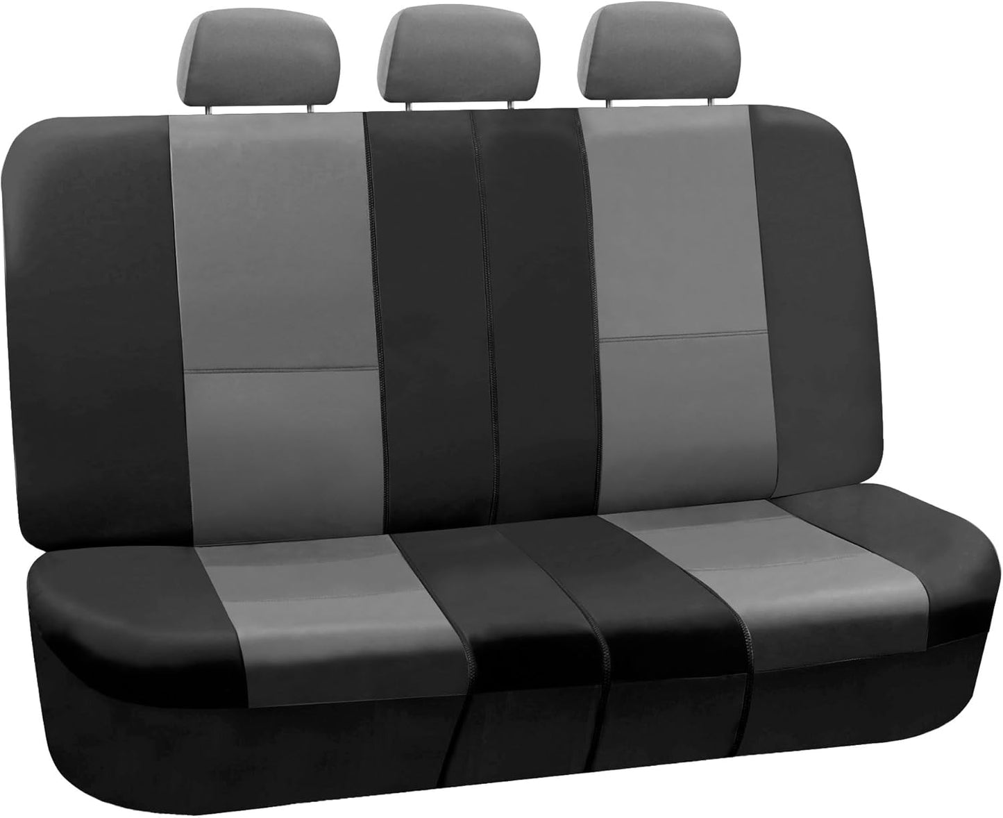 FH Group PU Leather 40/60, 60/40, 50/50 Split Bench Cover w. 3 Headrests Gray