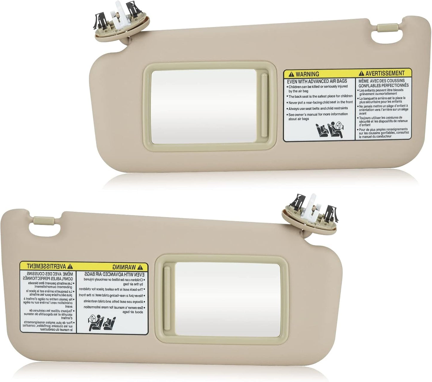 2Pcs Driver & Passenger Sun Visor Fit for Toyota RAV4 (Roof with Light) 2006 2007 2008 2009 2010 2011 2012 2013, Replace for 74320-42501-B2, 74310-42452-B2, Beige