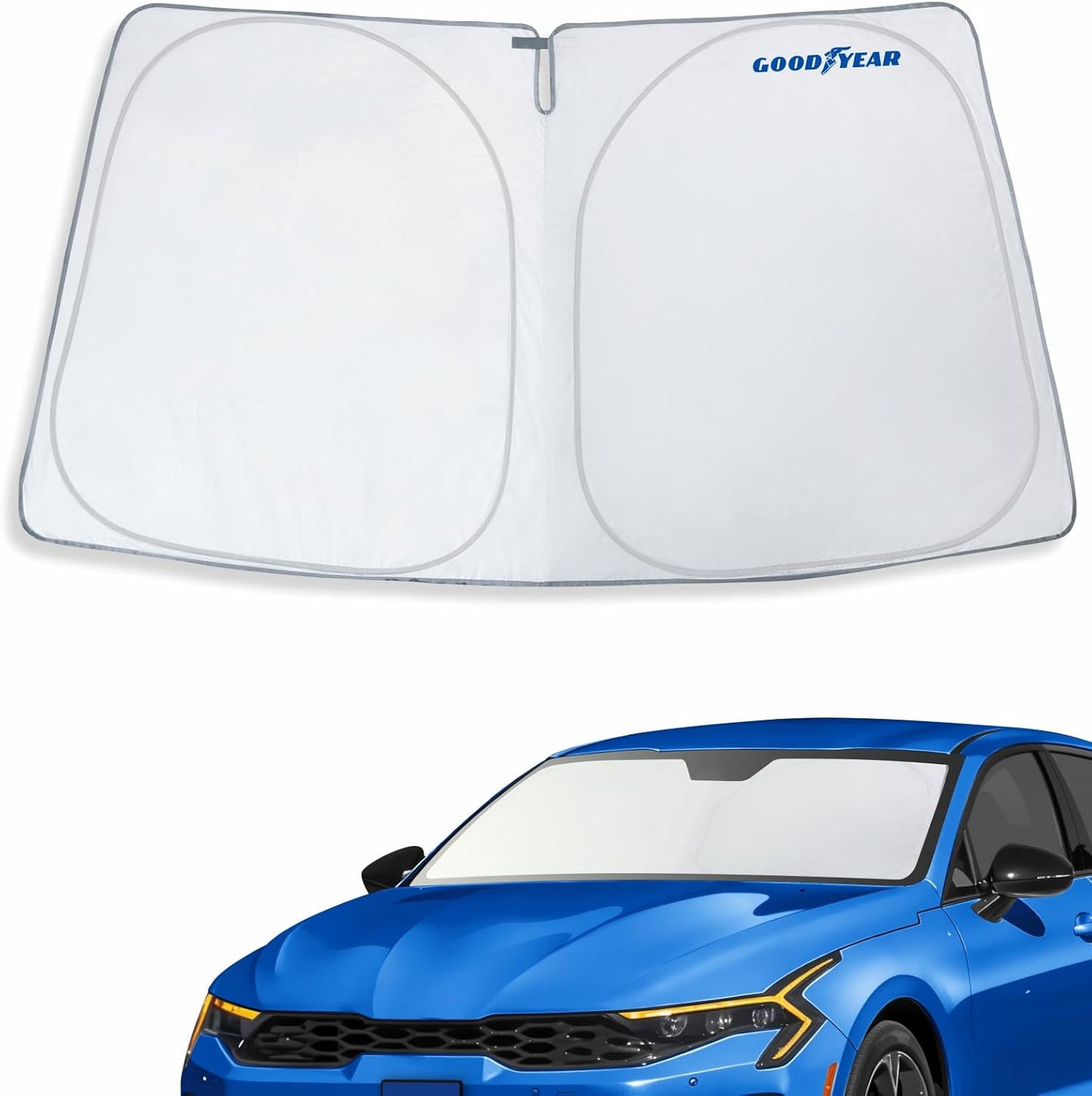 Goodyear Foldable Windshield Sunshade for Chevrolet (Chevy) Tahoe 2021-2025, SUV car Accessories, Sunshade Cover, Sun Shade Car Windshield, Window Sun Blocker - GY008221