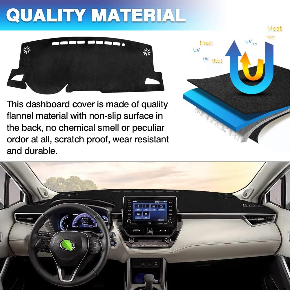 Karltys Dash Cover for Toyota Corolla Cross Accessories 2025 2024 2023 2022, Anti Glare Dashboard Cover Mat Fit Corolla Cross, Non-Slip Flannel Dash Pad UV Sun Protection (Not for Corolla)