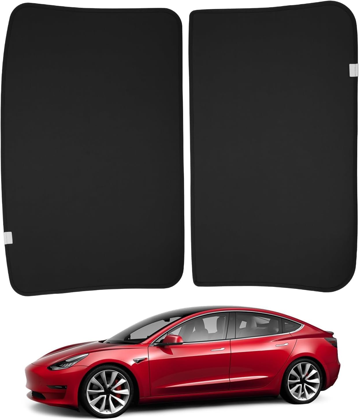 BASENOR Upgraded Tesla Model 3 Sunshade Roof Front & Rear Glass Roof Sun Shades with Storage Bag for Model 3 Interior Accessories 2023 2022 2021 Model 3 Black (Not Fit 2024 Model 3)