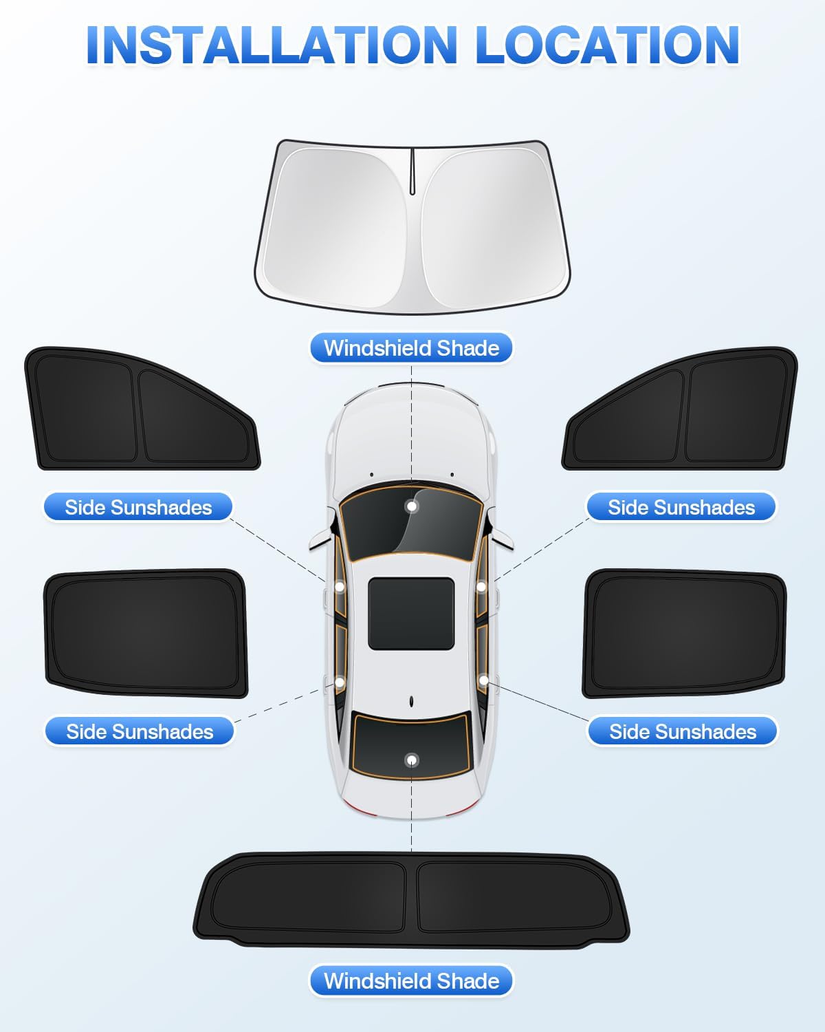 Canvcle Sunshades for Chevrolet/Chevy Silverado EV 2024 2025 Accessories Windshield Sun Shade Side Rear Window Shade Cover Sun Visor Shield Privacy Protection Keep Vehicle Cool Black 6PCS