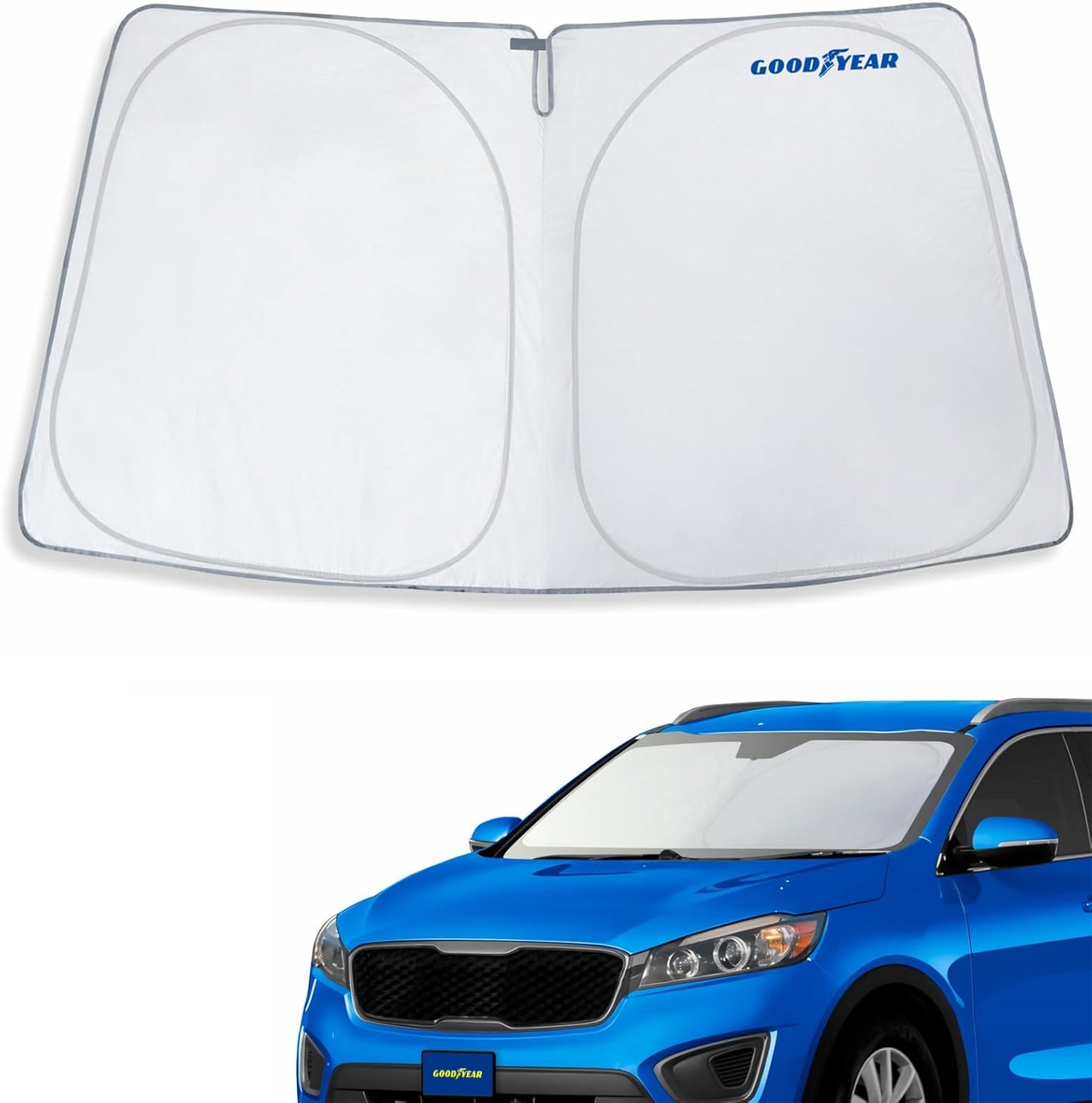 Goodyear Foldable Windshield Sunshade for Chevrolet (Chevy) Tahoe 2021-2025, SUV car Accessories, Sunshade Cover, Sun Shade Car Windshield, Window Sun Blocker - GY008221
