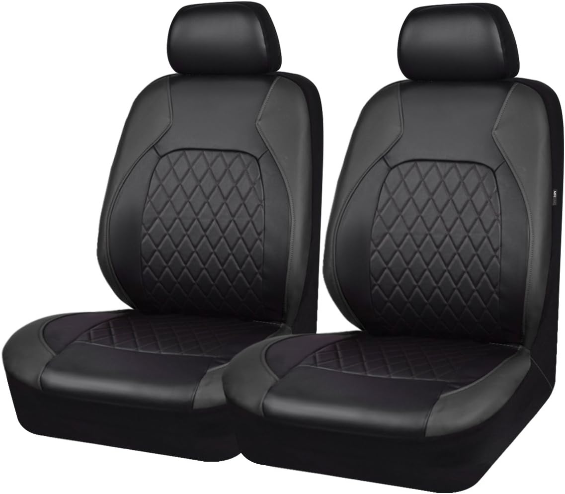 Horse Kingdom Universal Deluxe Pu Luxury Vinyl Car Seat Covers Full Set, Airbag Compatible, Breathable, Fit for Cars, Trucks, SUVs(Black with Red)