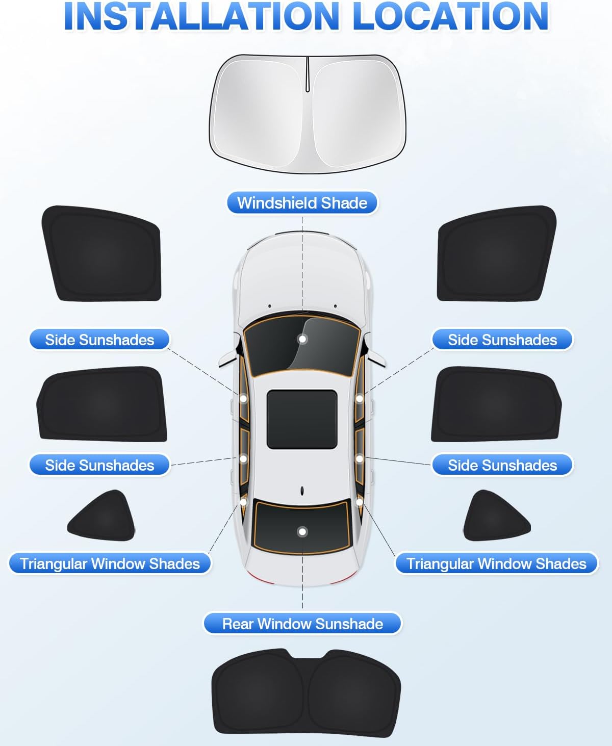 Canvcle Windshield Sunshade for Mazda CX-5 2017-2024 2025 CX5 Side Rear Window Shade Cover Kit Window Sun Blocker Privacy Protection Keep Vehicle Cool Black 8PCS