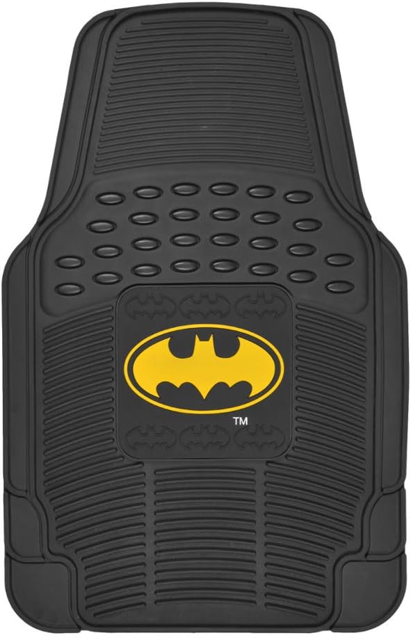 Warner Brothers WBMT-1372 Original Batman Rubber Floor Mats for Car 2 Piece Front Trimmable Heavy Duty Protection