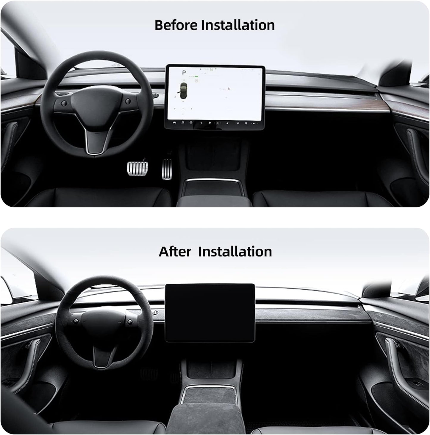 Alfanxi Dashboard Wrap Cover & Inner Front Door Trim Panel Armrest Wrap Cover Alcantara Material Compatible with Tesla Model Y/3 (Red, Dashboard&Doorpanel)