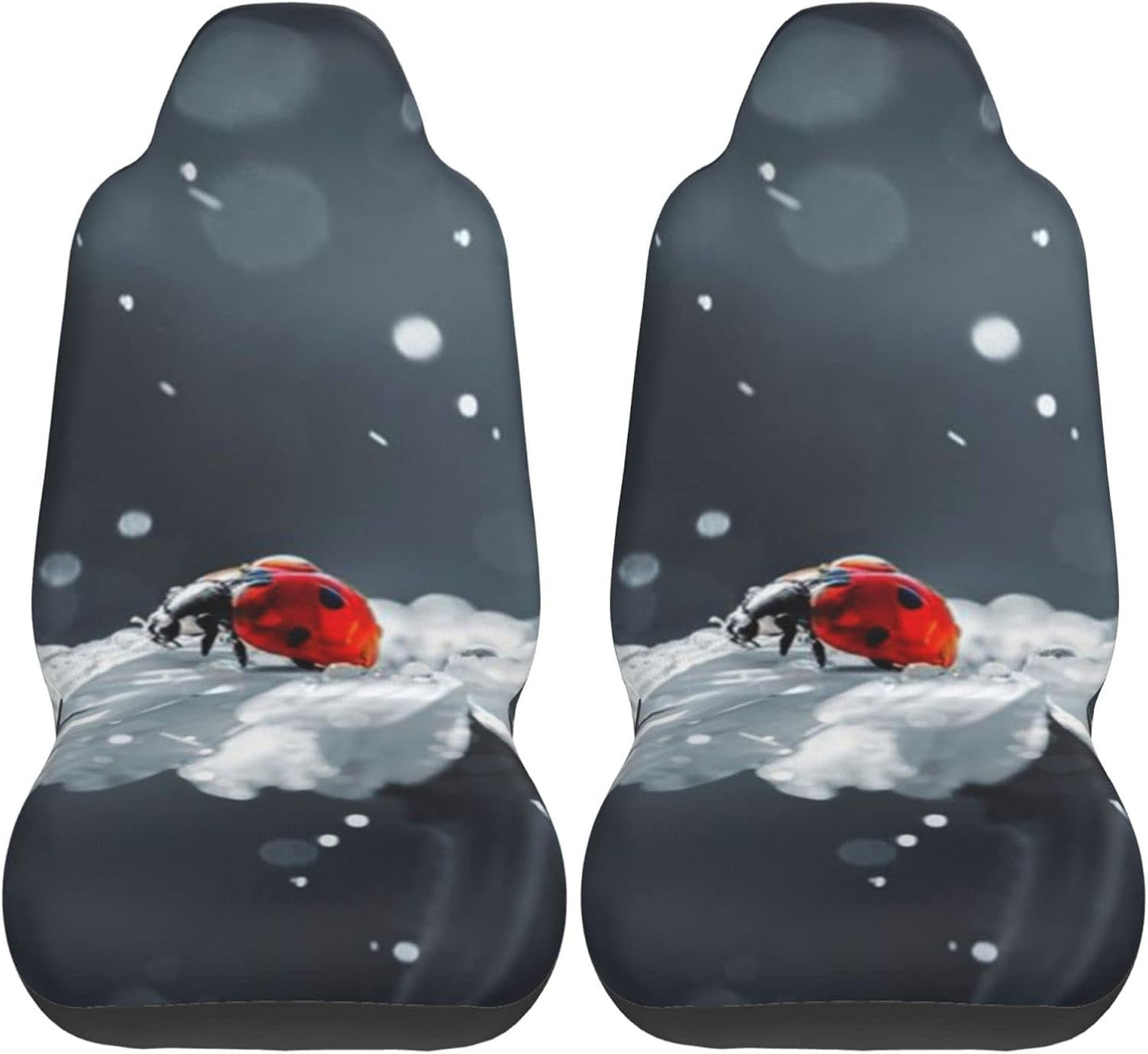AROONS Ladybug On Daisy Flower Printed Car Seat Covers for Front Seat 2 Pack Elasticity Automotive Seat Cover Universal for Auto Truck Van SUV