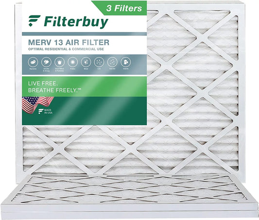 Filterbuy 12x18x1 MERV 13 Pleated HVAC AC Furnace Air Filters (3-Pack)