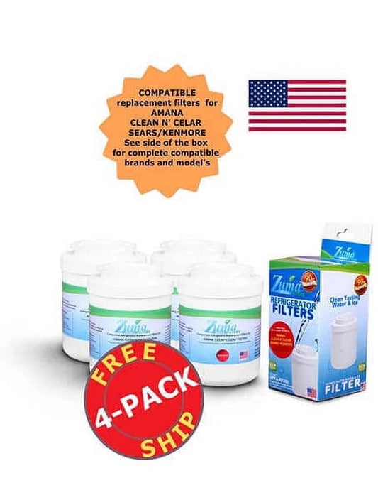 ZUMA Brand , Water and Ice Filter , Model # OPFA-RF300 , Compatible with Amana 12388406 - 4 Pack - Made in U.S.A.