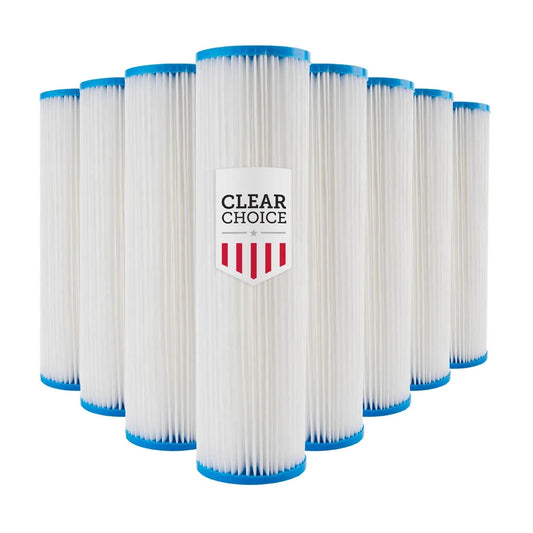 Clear Choice Sediment Water Filter 50 Micron 10 x 2.50 Water Filter Cartridge Replacement 10 inch RO System 155038, WHKF-WHPL, WFPFC3002, 8-Pk
