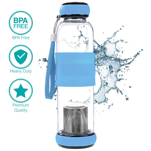 Hi Life Ph Glass high Ph Filtered Water Bottle- Alkaline Antioxidant Water with Silicone Sleeve Grip (550ml, Increases pH up to 9+)
