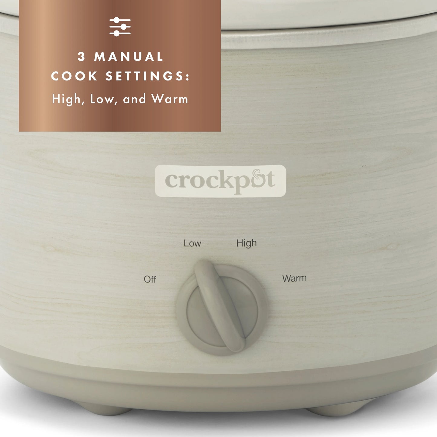 Crockpot Design Series 3-Quart Manual Slow Cooker, Woodgrain