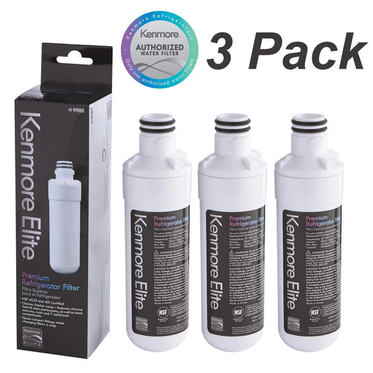 Kenmore Elite 9980 LT1000PC Refrigerator Water Filter Replacement for MDJ64844601, ADQ74793501 LT1000PC ADQ74793502, Kenmore 46-9980, LFXS26973D Ice and Water 3 Pack
